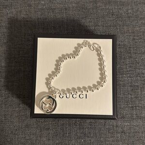 Authentic Gucci Interlocking Boule Sterling Silver Bracelet 925